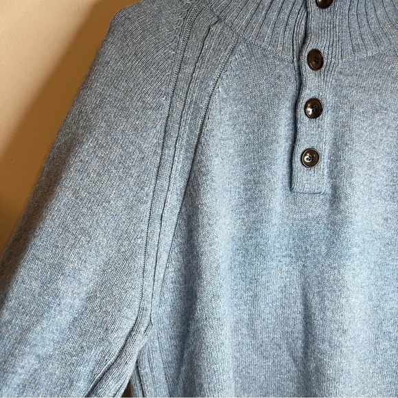 Banana Republic Mens Mock Neck Button Wool Blend Pullover Sweater Blue Sz M - Picture 6 of 13
